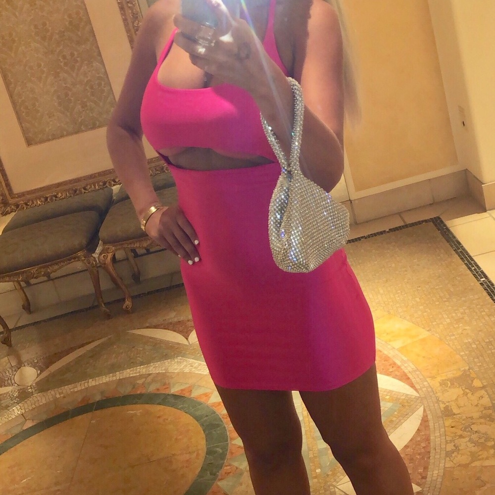 Hot pink cut out dress